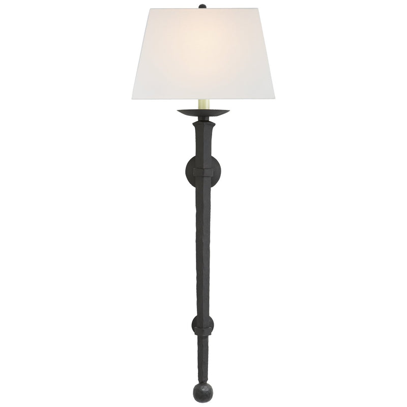 Long Iron Torch Wall Sconce in Blackened Rust