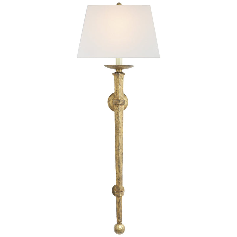 Long Iron Torch Wall Sconce in Gilded Iron