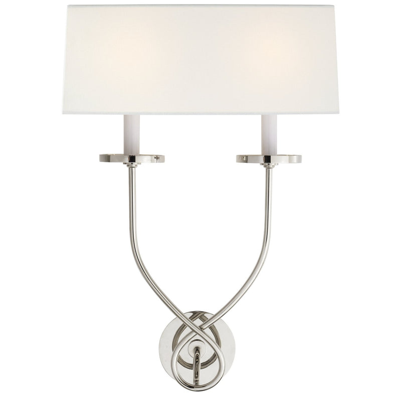 Symmetric Twist 2-Light Wall Sconce in Polished Nickel