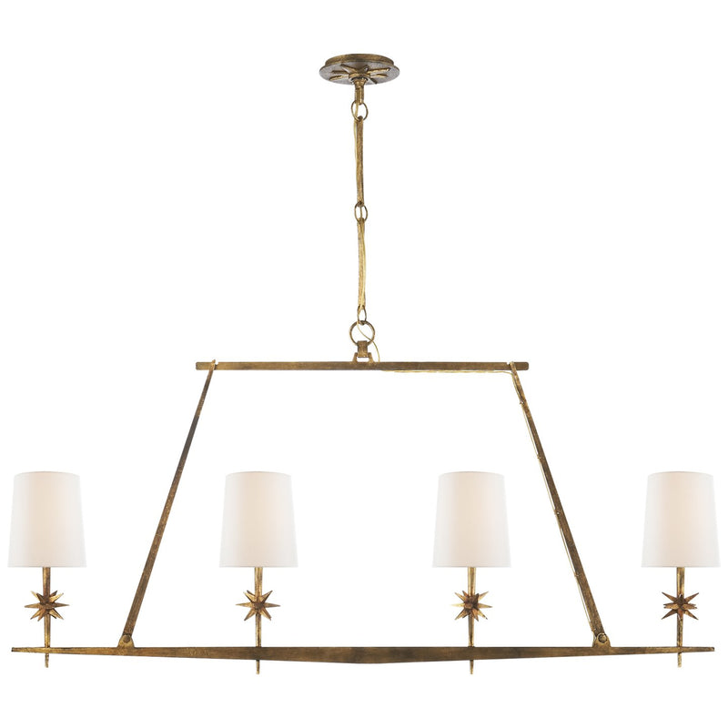 Etoile Linear 4-Light Chandelier in Gilded Iron