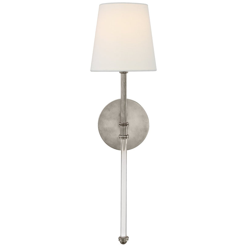 Camille 19" Linen Shade Wall Sconce in Antique Nickel