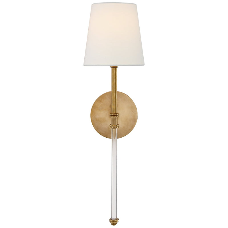Camille 19" Linen Shade Wall Sconce in Hand-Rubbed Antique Brass