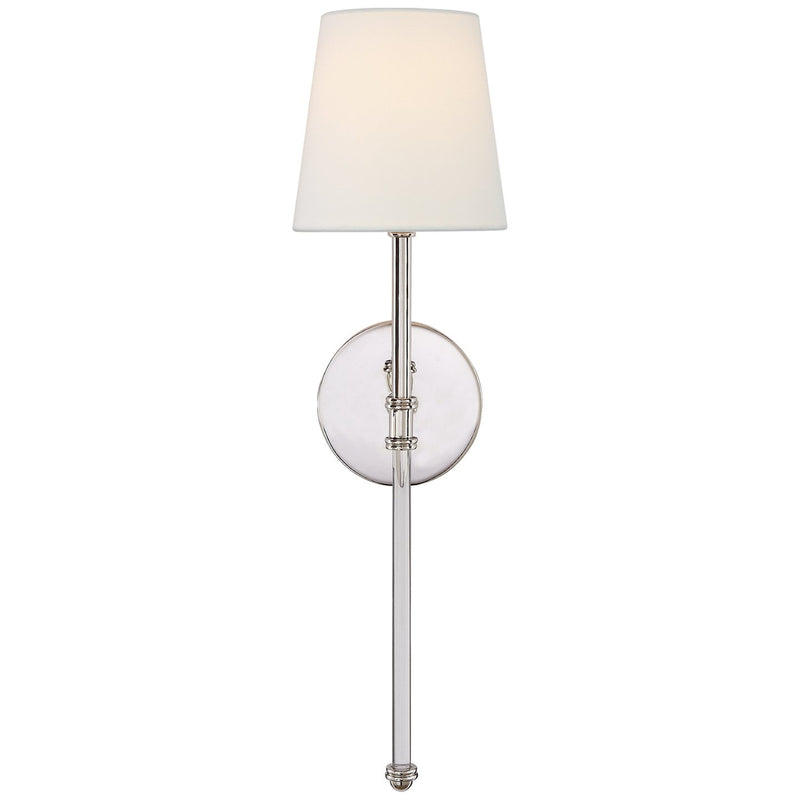 Camille 19" Linen Shade Wall Sconce in Polished Nickel