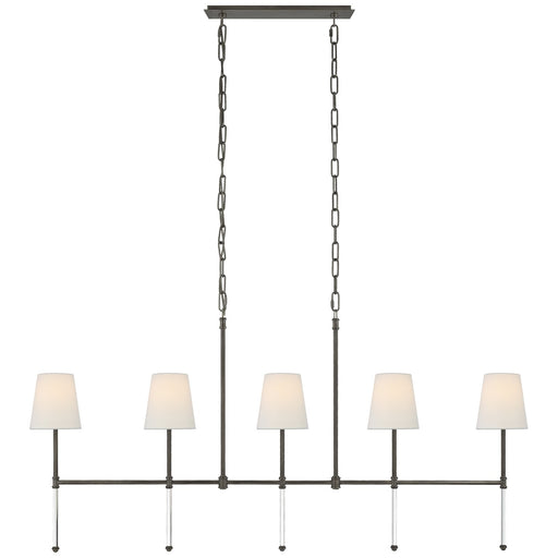 Camille Medium 5-Light Linear Chandelier in Bronze