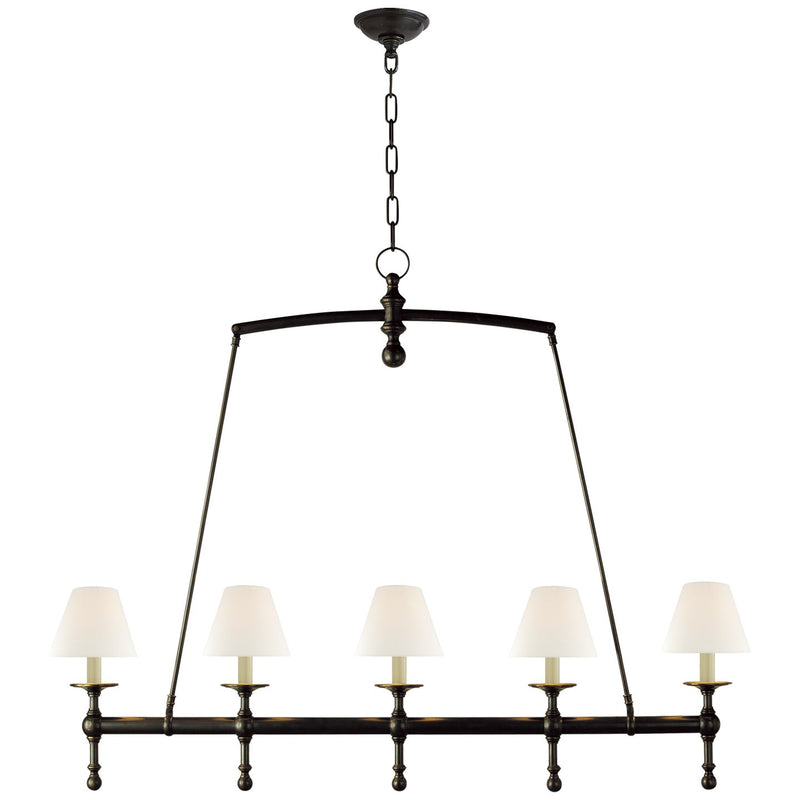 Classic 5-Light Linear Chandelier in Bronze