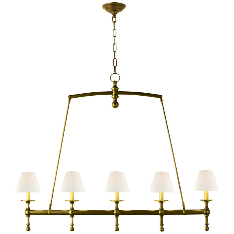 Classic 5-Light Linear Chandelier in Hand-Rubbed Antique Brass