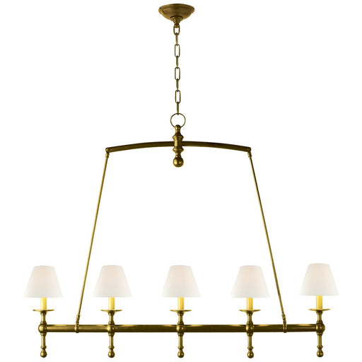 Classic 5-Light Linear Chandelier in Hand-Rubbed Antique Brass