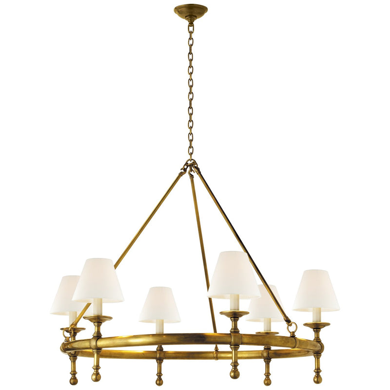 Classic Ring 6-Light Chandelier in Hand-Rubbed Antique Brass