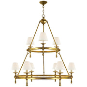 Classic Two-Tier Ring 9-Light Chandelier in Hand-Rubbed Antique Brass