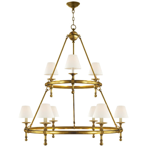 Classic Two-Tier Ring 9-Light Chandelier in Hand-Rubbed Antique Brass