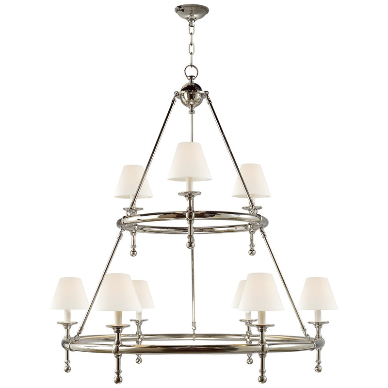 Classic Two-Tier Ring 9-Light Chandelier in Polished Nickel