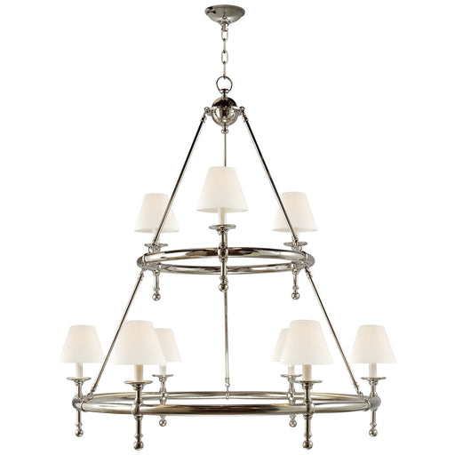 Classic Two-Tier Ring 9-Light Chandelier in Polished Nickel