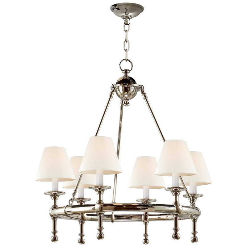 Classic Mini Ring 6-Light Chandelier in Polished Nickel