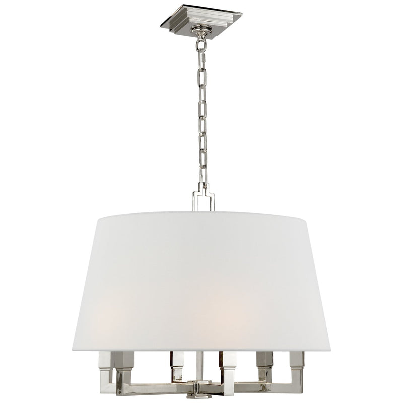 Square Tube 24" 6-Light Drum Pendant in Polished Nickel