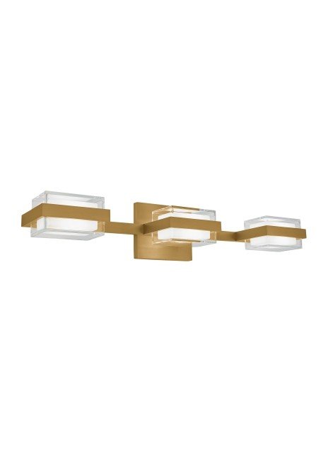 Kamden 3-Light Bath Vanity Light in 3 Shallow Natural Brass