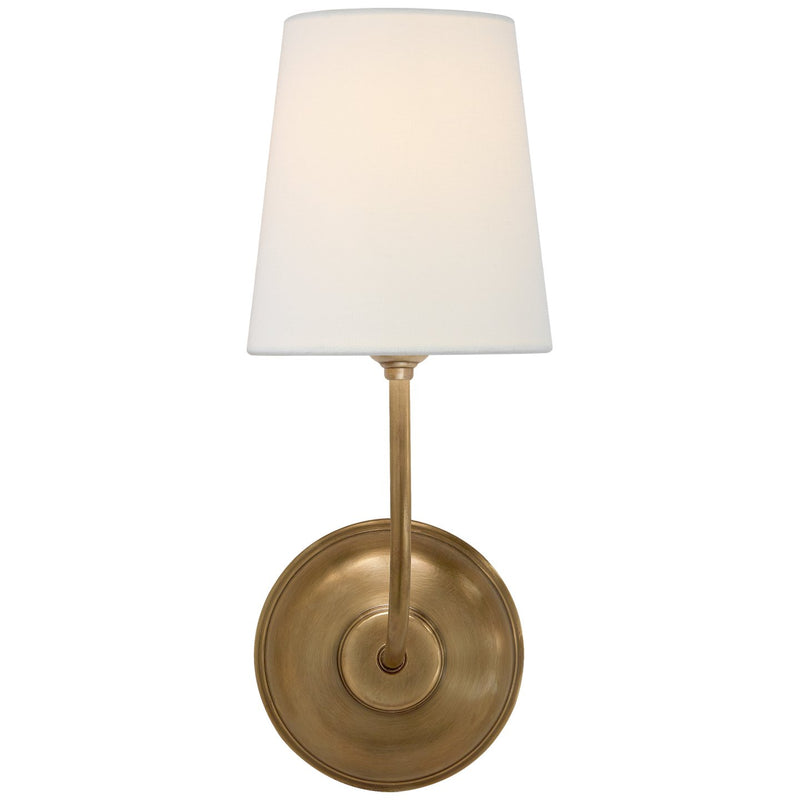 Vendome Wall Sconce with Linen Shade in Hand-Rubbed Antique Brass