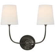 Vendome 2-Light Wall Sconce with Linen Shades in Bronze