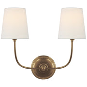 Vendome 2-Light Wall Sconce with Linen Shades in Hand-Rubbed Antique Brass