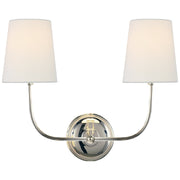 Vendome 2-Light Wall Sconce with Linen Shades in Polished Nickel