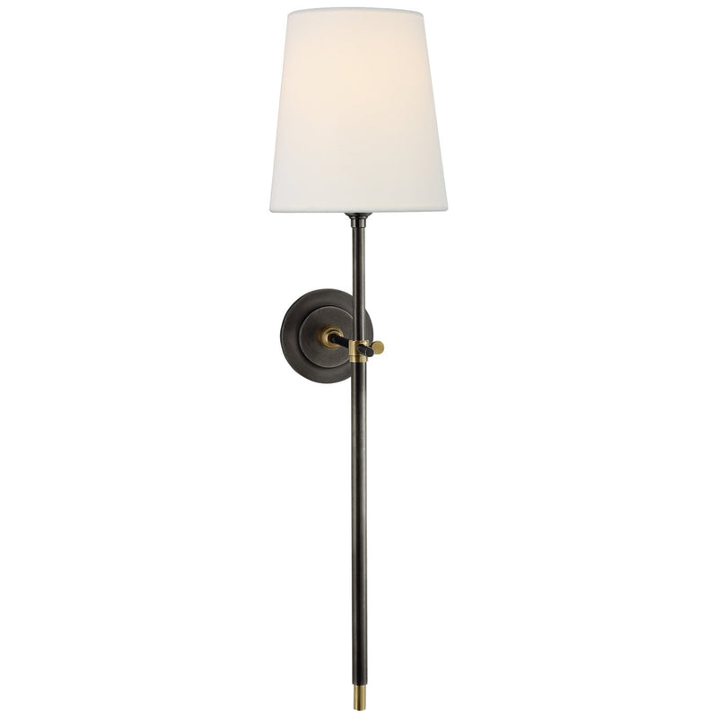 Bryant Large Tail Wall Sconce in Bronze and Hand-Rubbed Antique Brass