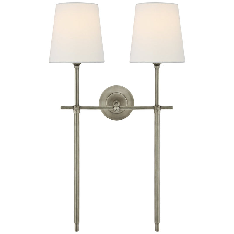 Bryant Large Double Tail 2-Light Wall Sconce in Antique Nickel