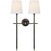 Bryant Large Double Tail 2-Light Wall Sconce in Bronze and Hand-Rubbed Antique Brass