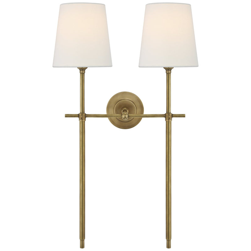 Bryant Large Double Tail 2-Light Wall Sconce in Hand-Rubbed Antique Brass