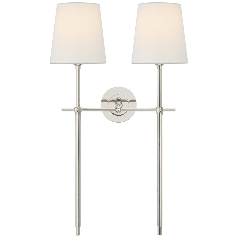 Bryant Large Double Tail 2-Light Wall Sconce in Polished Nickel