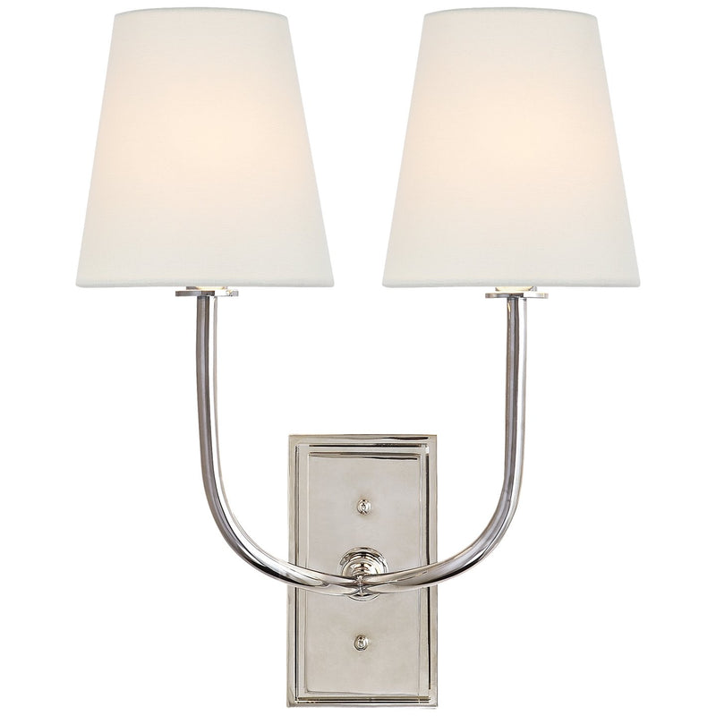 Hulton Double 2-Light Wall Sconce in Polished Nickel