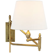 Paulo Small Bracket Swing Arm Wall Lamp in Hand-Rubbed Antique Brass
