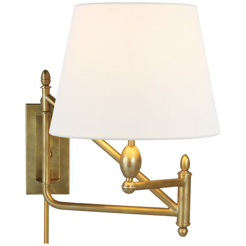 Paulo Small Bracket Swing Arm Wall Lamp in Hand-Rubbed Antique Brass