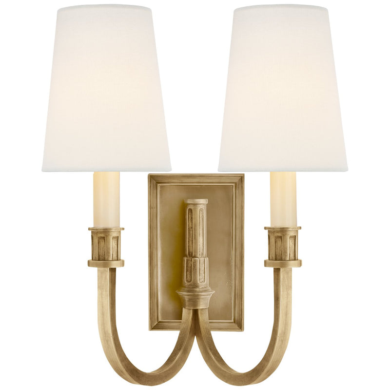 Modern Library Double 2-Light Wall Sconce in Hand-Rubbed Antique Brass