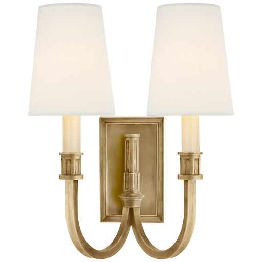 Modern Library Double 2-Light Wall Sconce in Hand-Rubbed Antique Brass