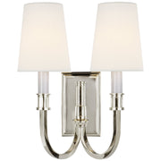Modern Library Double 2-Light Wall Sconce in Polished Nickel