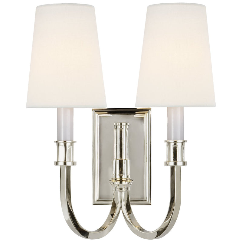 Modern Library Double 2-Light Wall Sconce in Polished Nickel