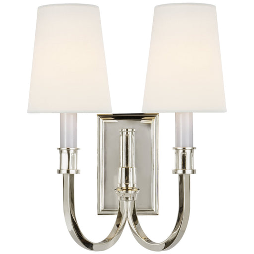 Modern Library Double 2-Light Wall Sconce in Polished Nickel