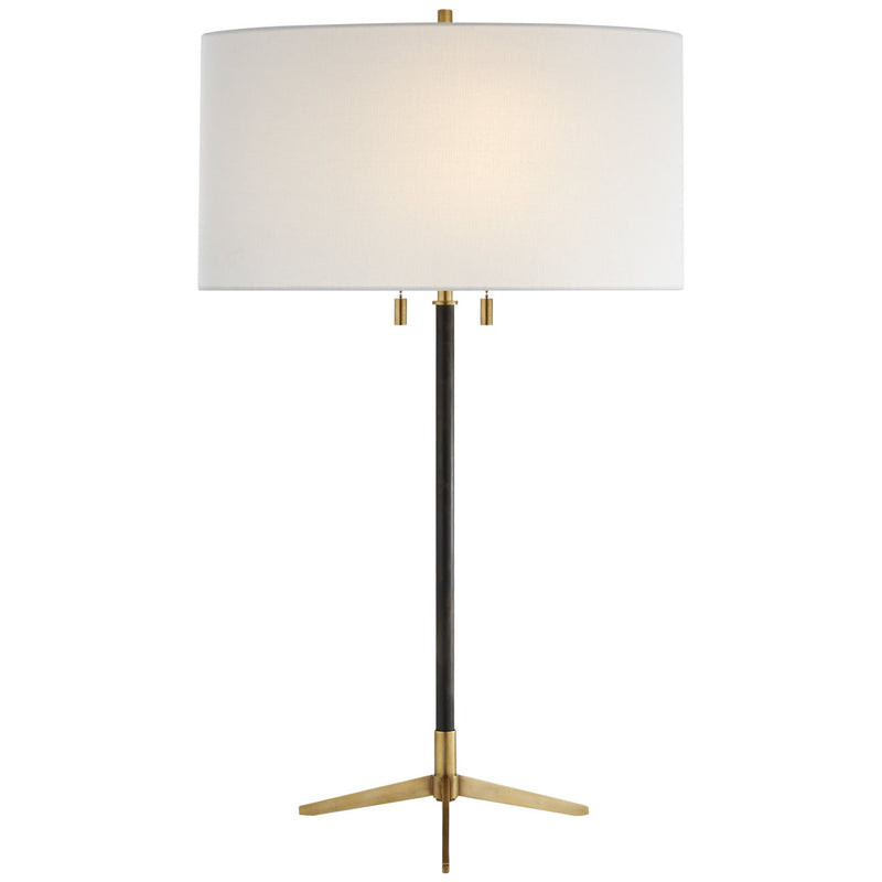 Caron 2-Light Table Lamp in Bronze with Antique Brass