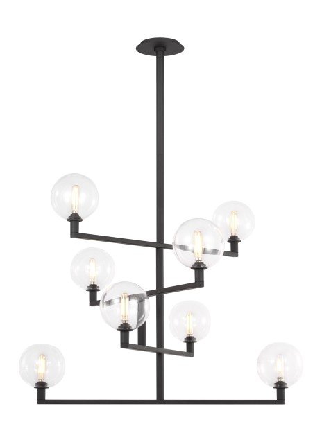 Gambit 8-Light Chandelier in Clear Nightshade Black