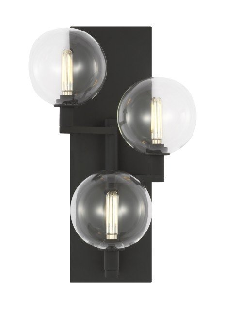 Gambit 3-Light Wall Sconce in Triple Clear Nightshade Black