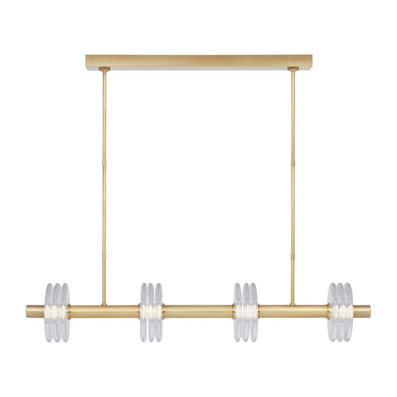 Laurel Large 4-Light Linear Pendant in Clear Natural Brass