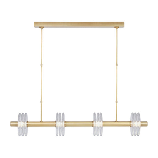 Laurel Large 4-Light Linear Pendant in Clear Natural Brass
