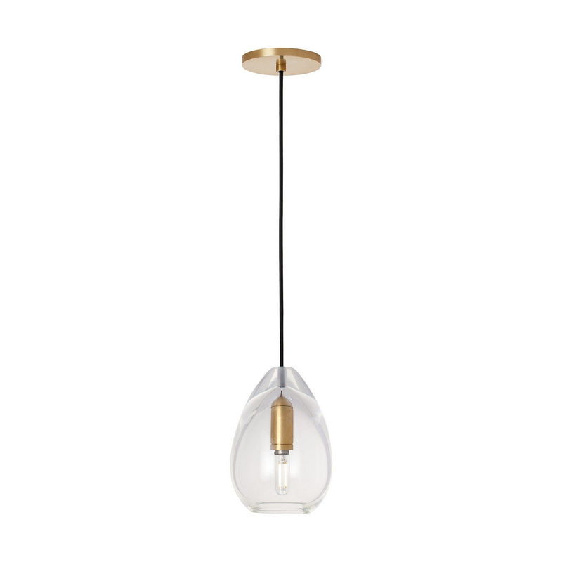 Alina Small Accent Pendant in Clear Natural Brass