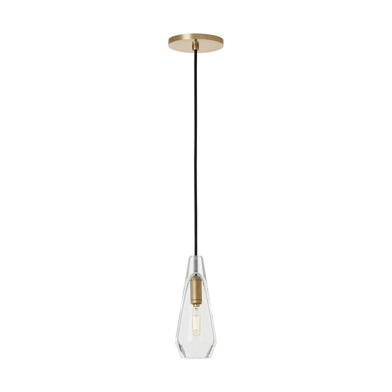 Lustra Small Accent Pendant in Clear Natural Brass