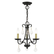 Daphne 3-Light Mini Chandelier in Black with Antique Brass - Lamps Expo