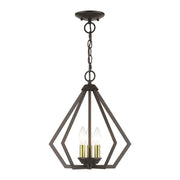 Prism 3-Light Semi-Flush / Pendant in English Bronze with Antique Brass - Lamps Expo