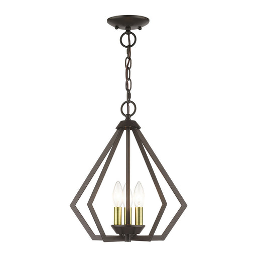 Prism 3-Light Semi-Flush / Pendant in English Bronze with Antique Brass - Lamps Expo