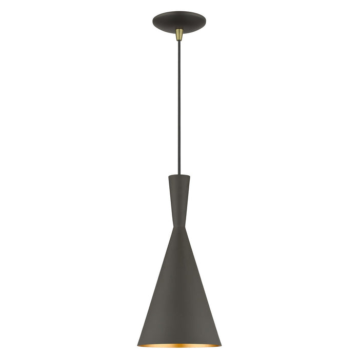 41185-07- Waldorf 1-Light Pendant in Bronze with Antique Brass by Livex Lighting