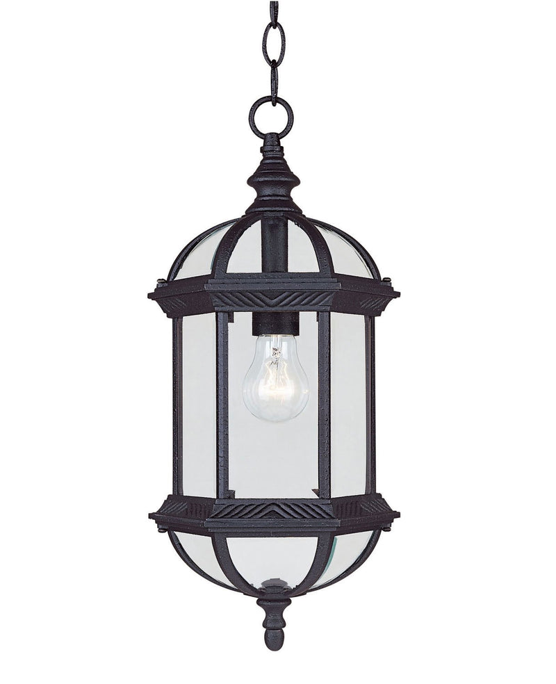 Kensington Outdoor Lantern Pendant in Textured Black