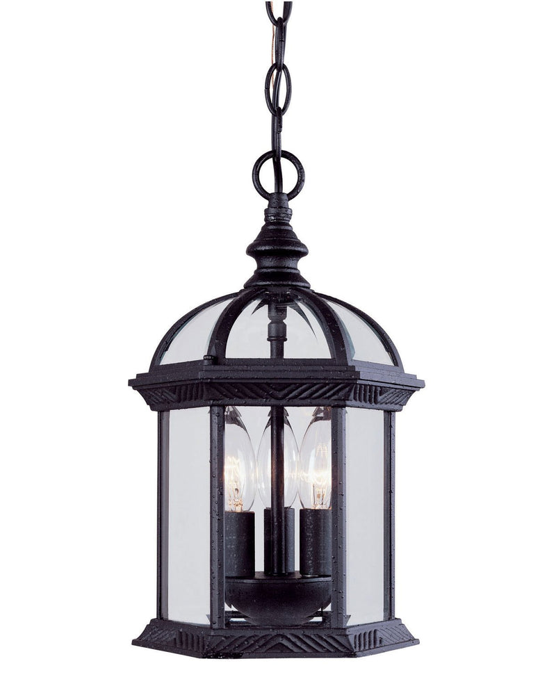 Kensington 3-Light Outdoor Lantern Pendant in Textured Black
