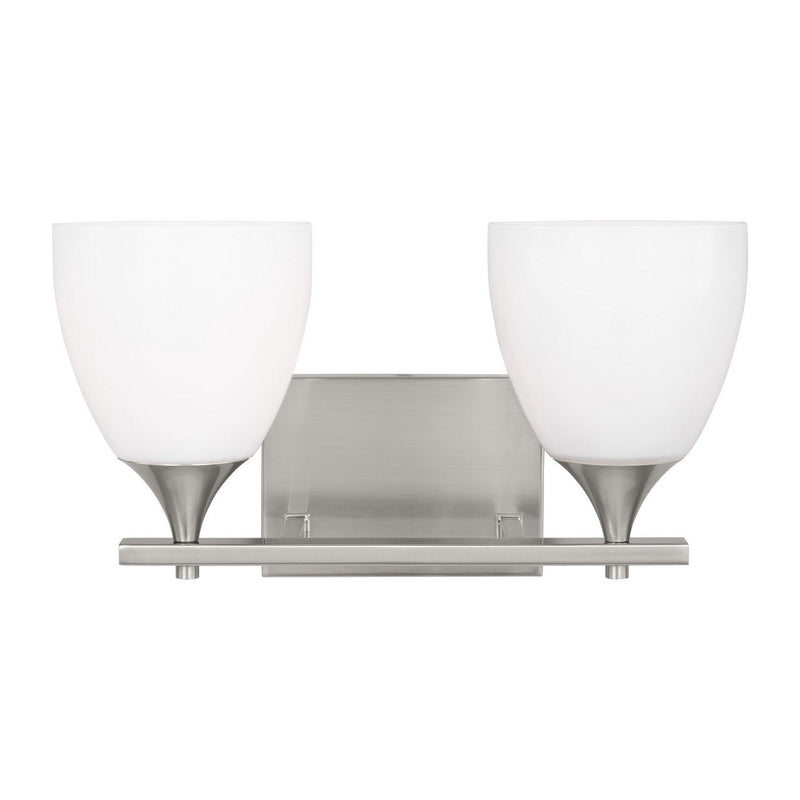 Toffino 2-Light Bath Vanity Light in Brushed Steel